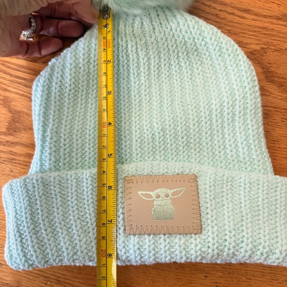 Love Your Melon Star Wars Grogu Cuffed Knit Hat with Pom in Mint - Picture 4 of 6